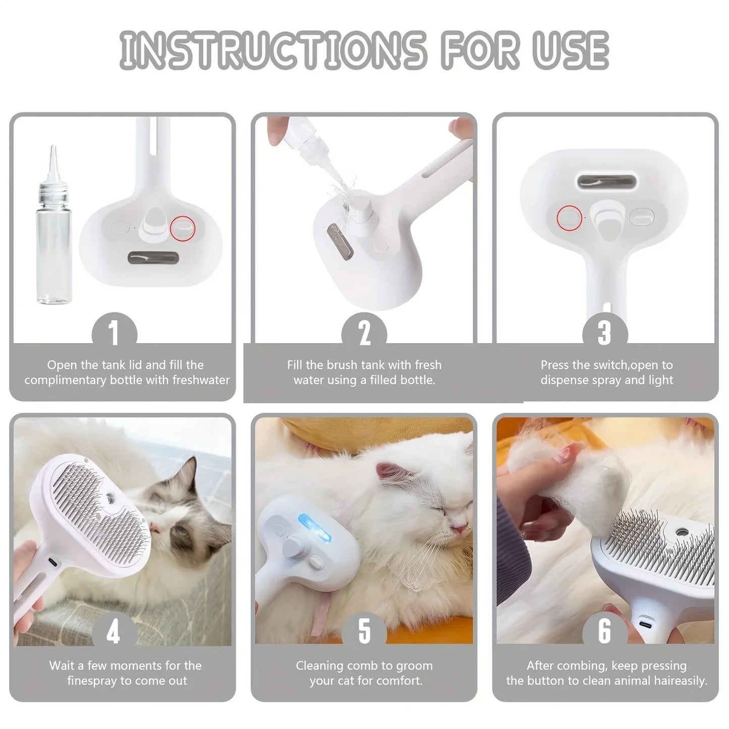 Gentle Pet Grooming Steam Brush