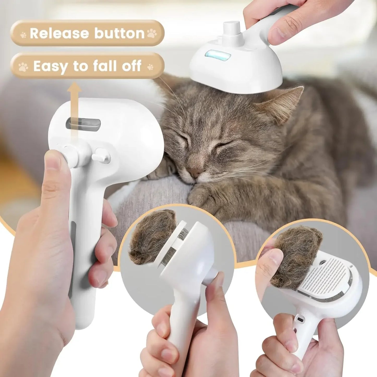 Gentle Pet Grooming Steam Brush